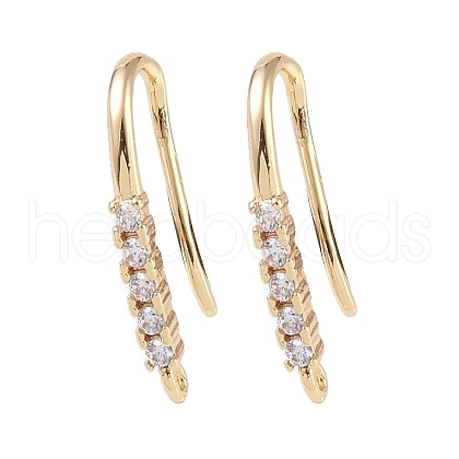 Brass Micro Pave Cubic Zirconia Earring Hooks KK-U008-10G-1