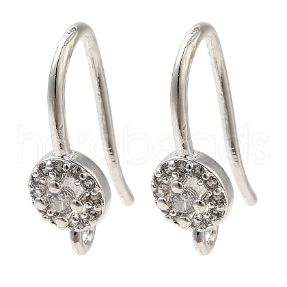 Rack Plating Brass Micro Pave Clear Cubic Zirconia Earring Hooks KK-A231-10S-1
