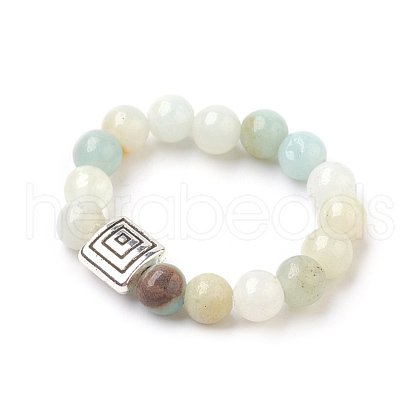 Natural Amazonite Stretch Finger Rings RJEW-JR00221-02-1