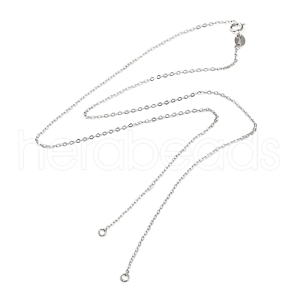 Rhodium Plated 925 Sterling Silver Cable Chains Necklace Makings STER-B001-03P-B-1