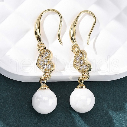 Brass Micro Pave Cubic Zirconia Dangle Earrings EJEW-F362-02G-1