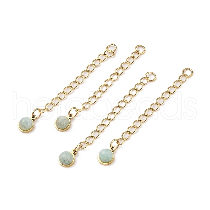Ion Plating(IP) 316 Surgical Stainless Steel Curb Chain Extender with Natural  Amazonite Round Charm STAS-A097-01G-02-1
