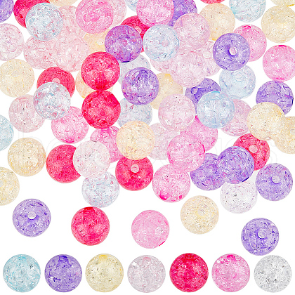 SUNNYCLUE 7 Colors Transparent Crackle Acrylic Beads MACR-SC0001-50-1