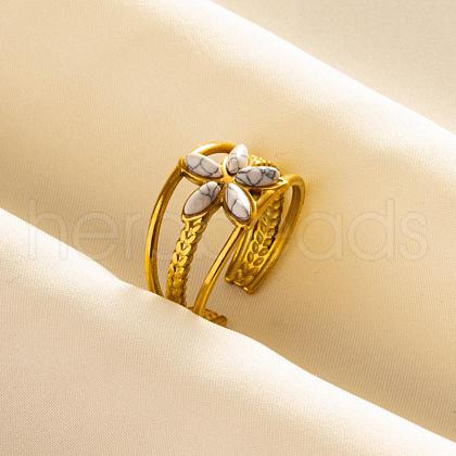 304 Stainless Steel Flower Cuff Rings WH9227-8-1