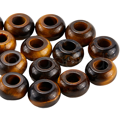 SOFPLATE 20Pcs Natural Tiger Eye European Beads G-SP0001-01B-02-1