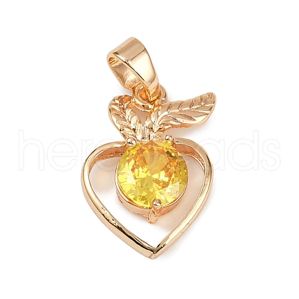 Brass Micro Pave Cubic Zirconia Pendants KK-E795-27KCG-04-1
