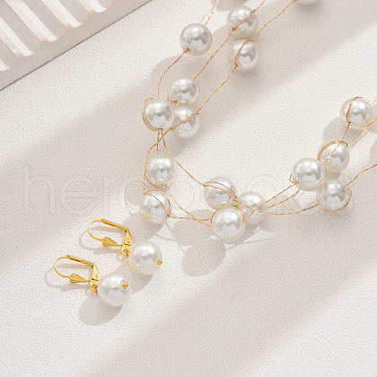 Glass Round Beaded Multilayer Necklaces & Earrings Sets for Women HD1365-1
