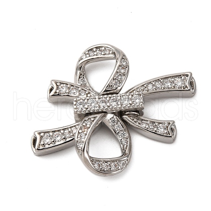 Brass Micro Pave Clear Cubic Zirconia Fold Over Clasps KK-A256-02P-1