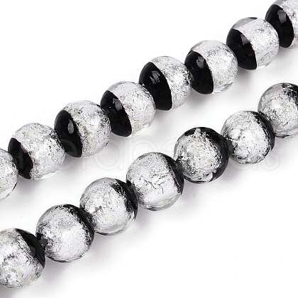 Luminous Handmade Lampwork Silver Foil Beads Strand FOIL-N029-03F-1