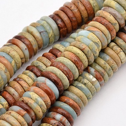 Flat Round/Disc Synthetic Aqua Terra Jasper Beads Strands G-N0160-01-3x10-1