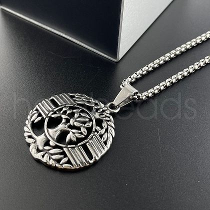 Stainless Steel Tree of Life Pendant Vintage Punk Fashion Personality Necklaces ZM5321-1