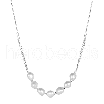 Mother's Day Jewellery Potato Natural Freshwater Pearl Bib Necklaces NJEW-G153-01P-1