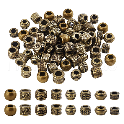  80Pcs 8 Styles Tibetan Style European Beads DIY-NB0012-43C-1