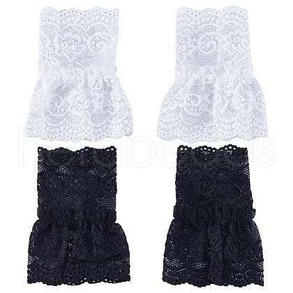 Gorgecraft 2 Pairs 2 Colors Cotton Lace Sleeves AJEW-GF0008-67-1