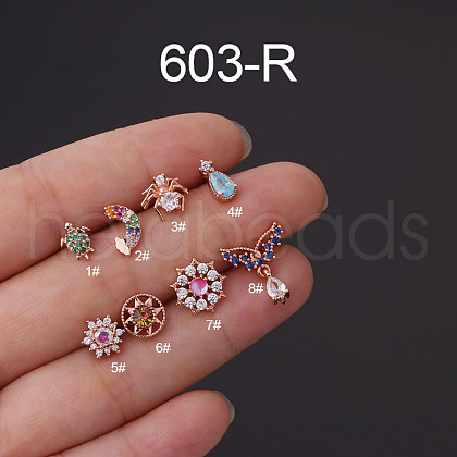 316L Surgical Stainless Steel Micro Pave Cubic Zirconia Cartilage Earrings WG7DF17-13-1