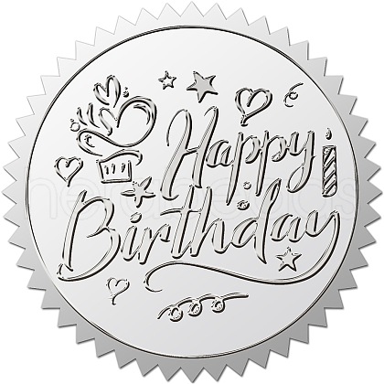Custom Round Silver Foil Embossed Picture Stickers DIY-WH0503-012-1