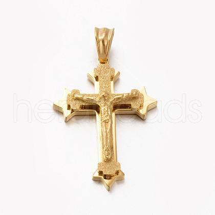 Easter Theme New Gift 201 Stainless Steel Crucifix Cross Pendants STAS-F010-63G-1