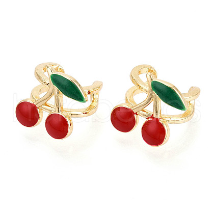 Brass Enamel Cuff Earrings EJEW-N060-04G-1