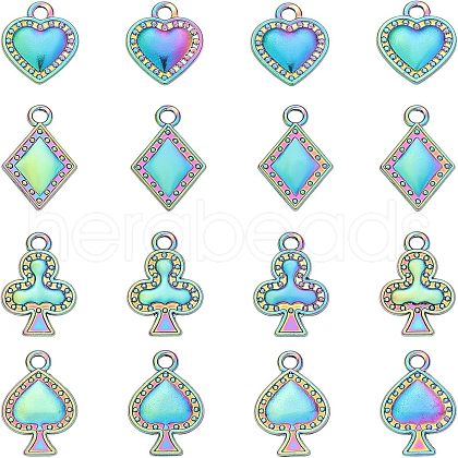 CHGCRAFT 16Pcs 4 Style Rack Plating Rainbow Color Alloy Pendants FIND-CA0005-73-1
