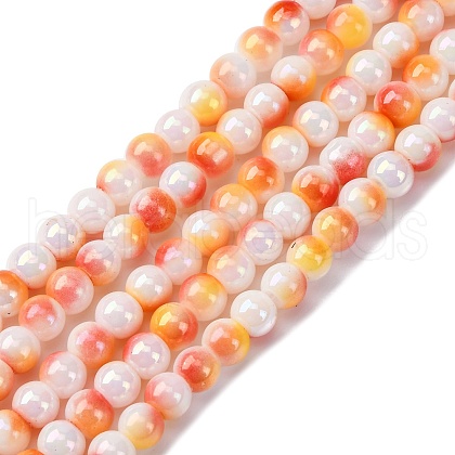 Pearlized Handmade Lampwork Beads Strands LAMP-R020-04A-1