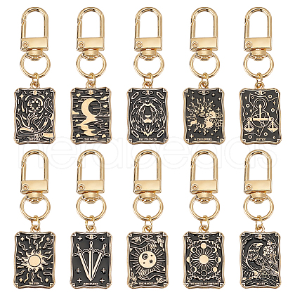 10Pcs Rectangle with Zinc Alloy Enamel Pendant Decorations HJEW-HY00018-1