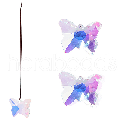 SUPERFINDINGS 3Pcs Glass Butterfly Pendant Decorations AJEW-FH0005-36-1