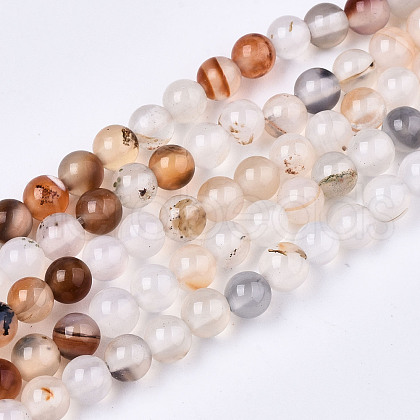 Natural Flower Agate Beads Strands X-G-S359-237-1