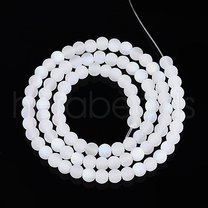 Frosted Imitation Jade Glass Beads Strands GLAA-T032-J4mm-MBB01-1