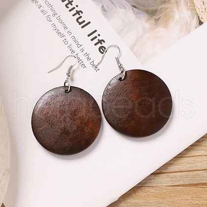 Alloy Wood Dangle Earrings FS-WG9E4F8-03-1
