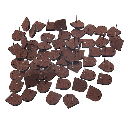 FIBLOOM 60Pcs Wood Stud Earrings Finding EJEW-FI0003-33D-1