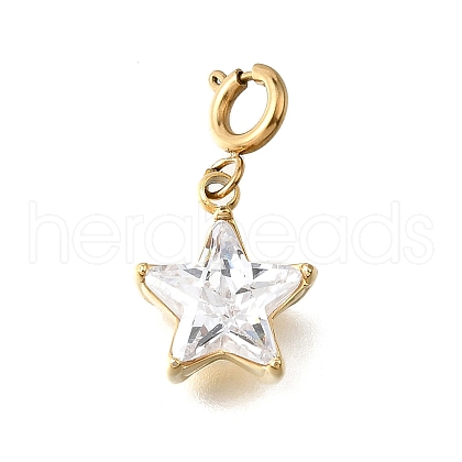 Star 304 Stainless Steel Crystal Rhinestone Pendant Decorations STAS-H202-49G-1
