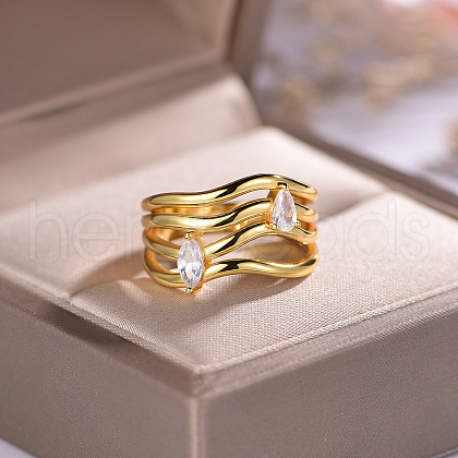 925 Sterling Silver Pave Cubic Zirconia Hollow Irregular Line Finger Rings for Women IX7954-2-1