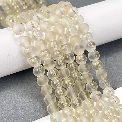 Frosted Transparent Glass Bead Strands GLAA-P065-6mm-01-1