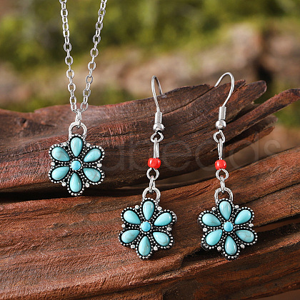 Synthetic Turquoise & Alloy Jewelry Sets FS-WG8B1C9-02-1