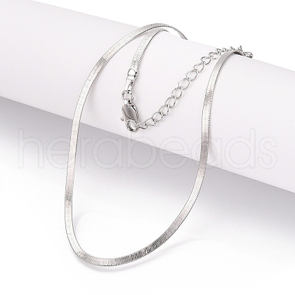 Brass Flat Snake Chain Necklaces for Women Men NJEW-N054-03P-1