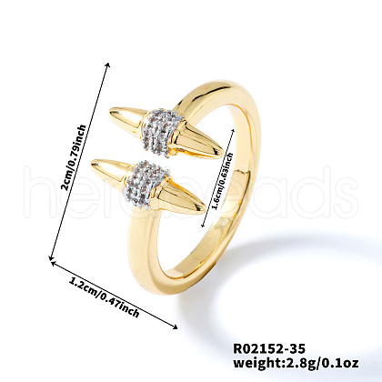 Geometric Brass Micro Pave Cubic Zirconia Cuff Open Rings for Women OC4246-2-1
