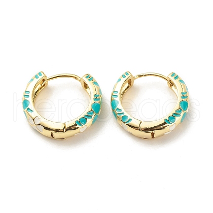 Flower Enamel Hoop Earrings EJEW-G290-03G-E-1