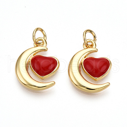 Brass Enamel Pendants KK-N257-15G-1