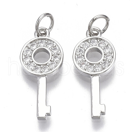 Brass Micro Pave Clear Cubic Zirconia Pendants KK-N227-16P-NF-1