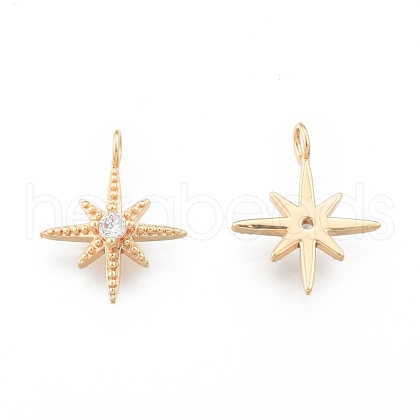 Brass Pave Clear Cubic Zirconia Pendants KK-N232-524-1
