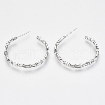 Brass Half Hoop Earrings KK-R117-055P-NF-1