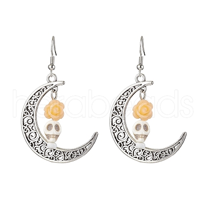 Halloween Alloy Synthetic Turquoise Dangle Earrings EJEW-JE05844-04-1