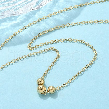 304 Stainless Steel 3 Round Beads Pendant Necklaces NJEW-JN05194-1