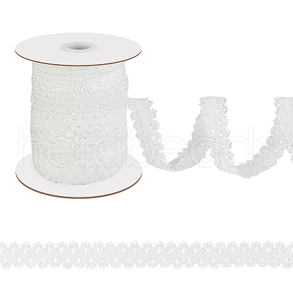 40M Nylon Elastic Double Edged Picot Lace Ribbons OCOR-WH0101-47B-1