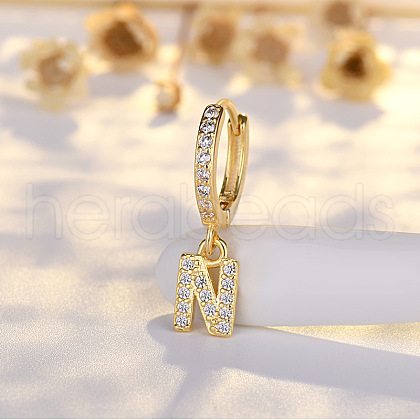 Brass Micro Pave Clear Cubic Zirconia Hoop Earrings WGE85EC-14-1