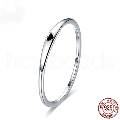 Heart Pattern Rhodium Plated 925 Sterling Silver Enamel Finger Rings FS-WGF7691-01-1