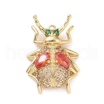 Rack Plating Brass Micro Pave Colorful Cubic Zirconia Pendants X-ZIRC-C039-03G-1