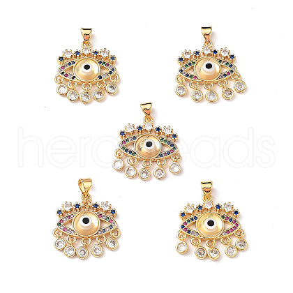 Lampwork Evil Eye Pendants with Colorful Cubic Zirconia ZIRC-L102-13G-02-1