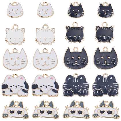 SUNNYCLUE 54Pcs 9 Styles Rack Plating Alloy Enamel Pendants ENAM-SC0004-35-1