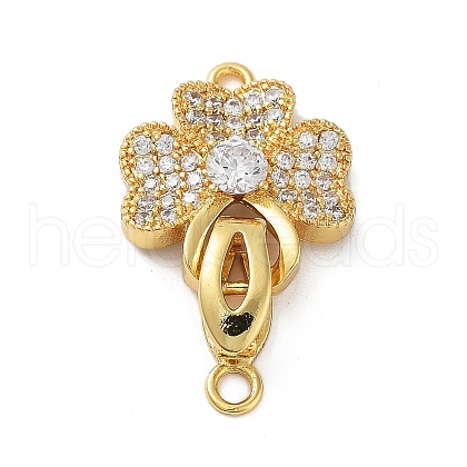 Rack Plating Brass Micro Pave Cubic Zirconia Fold Over Clasps ZIRC-P117-02B-G-1